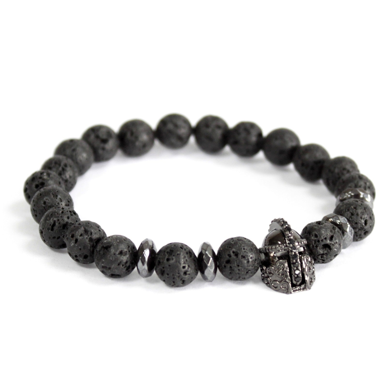 3x Knight's Helmet / Lava Stone - Gemstone Bracelet - Hira Online