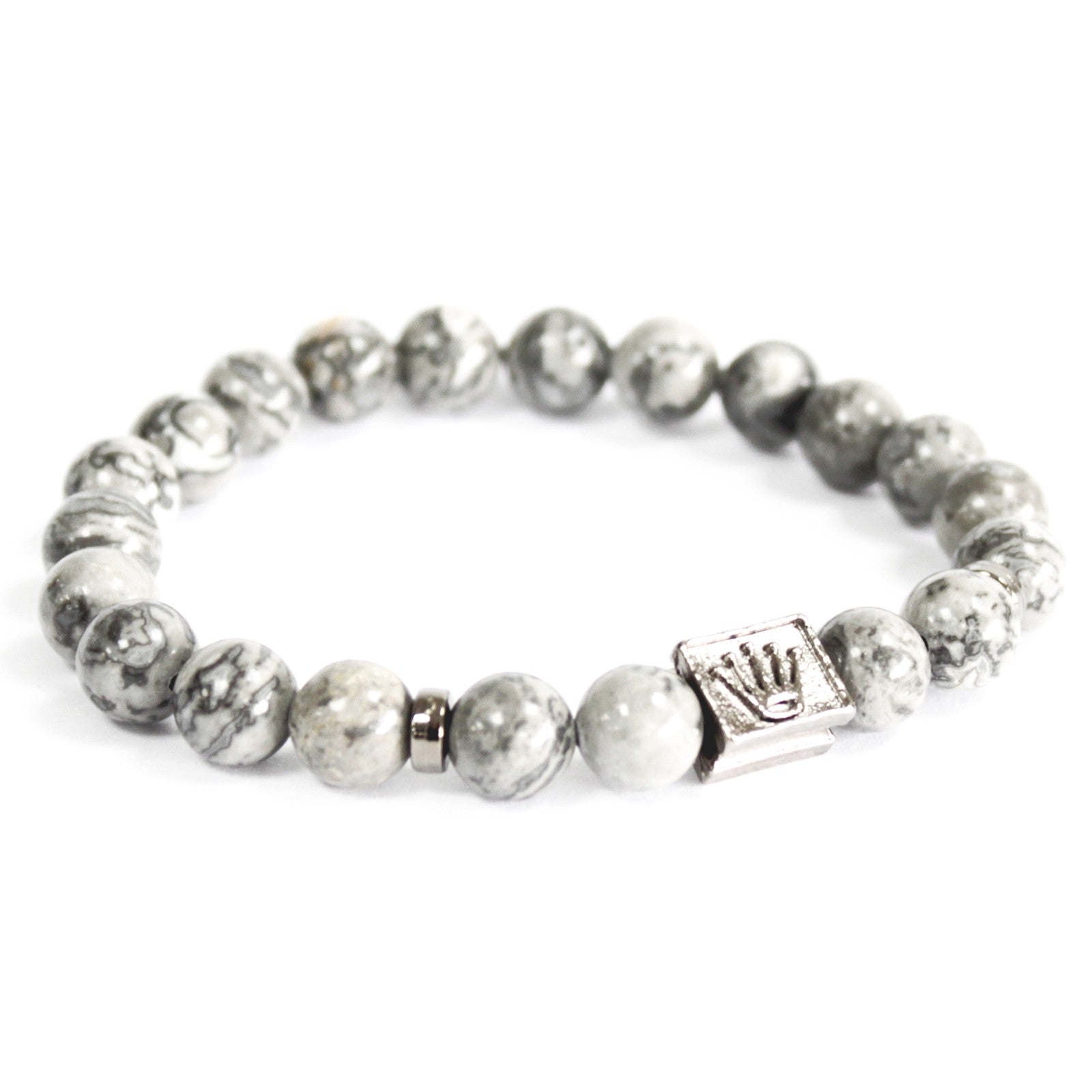 3x Crown Ingot / Grey Agate - Gemstone Bracelet - Hira Online