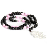 Hamsa / Pink & Black - Gemstone Necklace - Hira Online