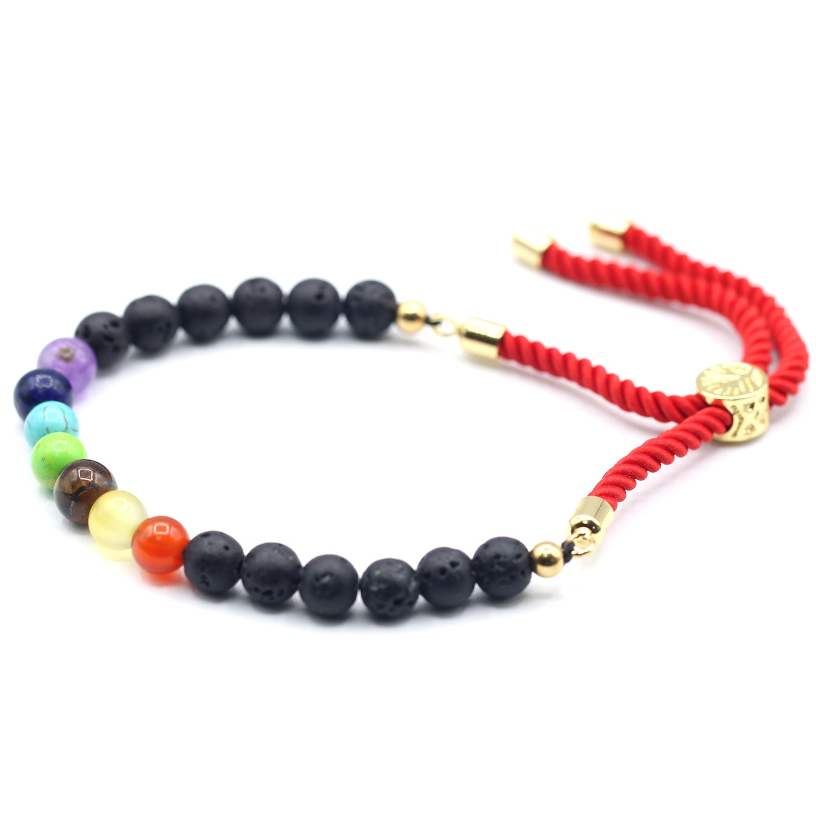 18K Gold Plated Gemstone Royal String Bracelet - Lava Stone Chakra - Hira Online
