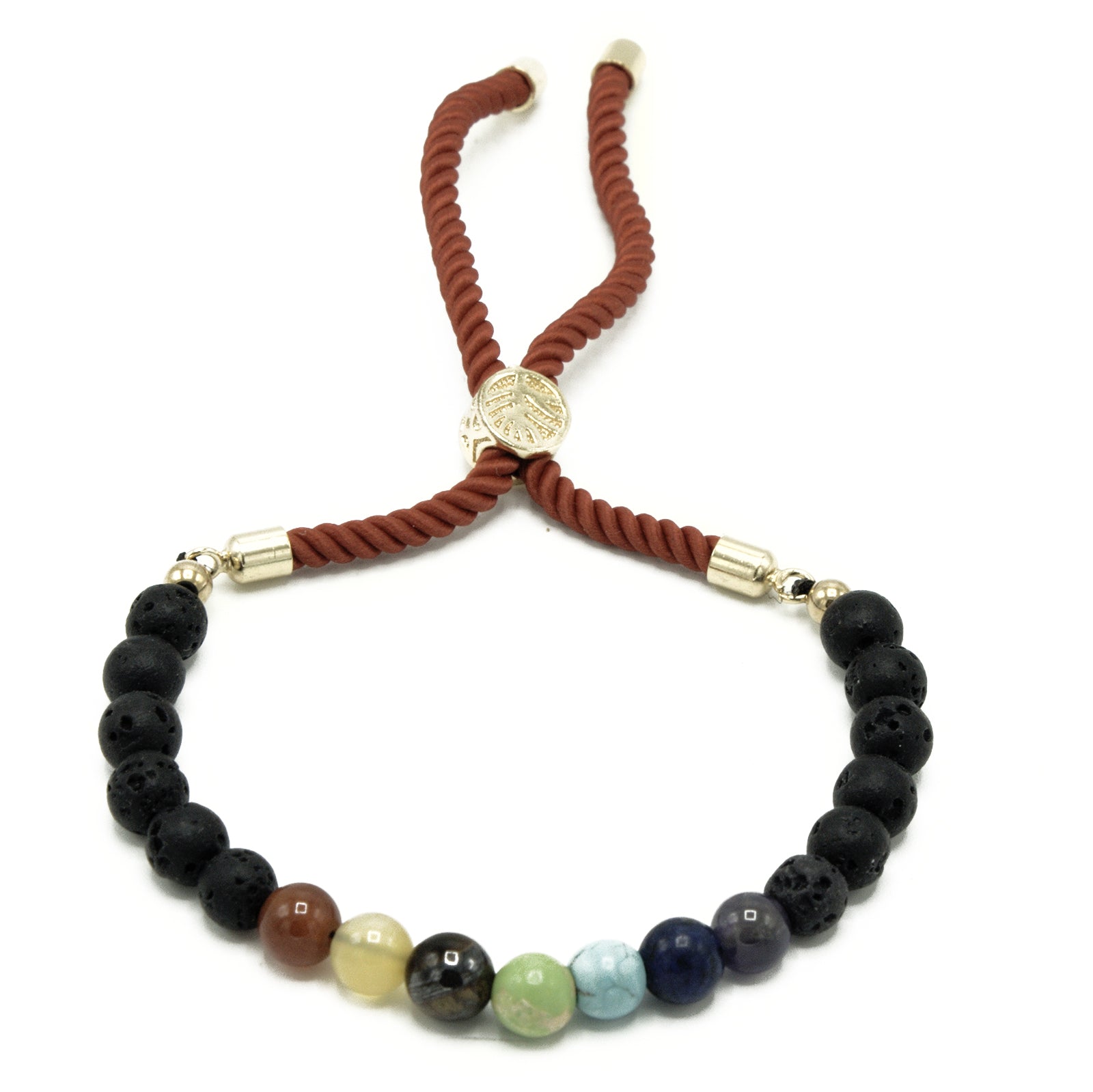 18K Gold Plated Gemstone Royal String Bracelet - Lava Stone Chakra - Hira Online