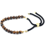 18K Gold Plated Gemstone Black String Bracelet - Tiger Eye - Hira Online