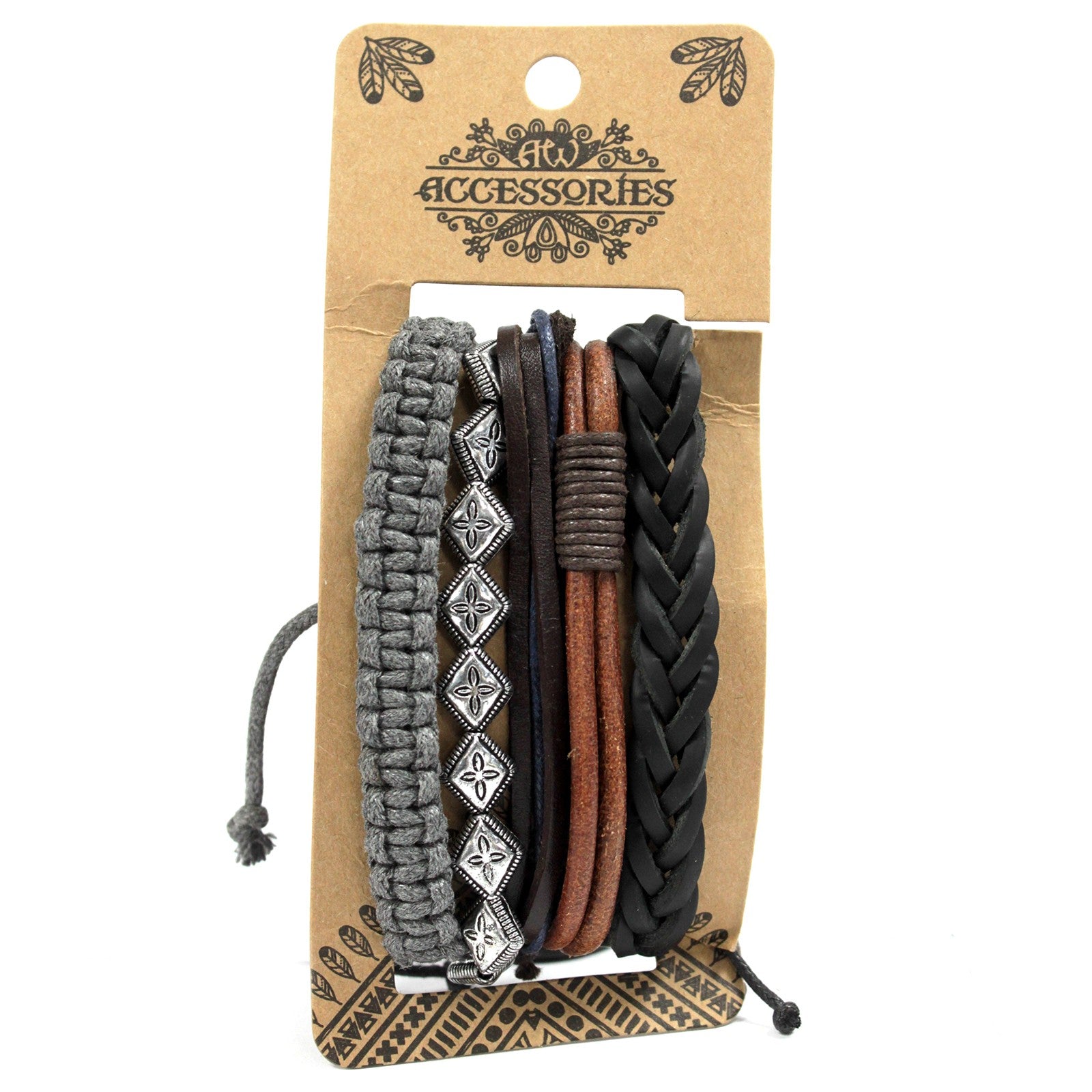 Mens Bracelet Sets - Metal & Leather (asst) - Hira Online