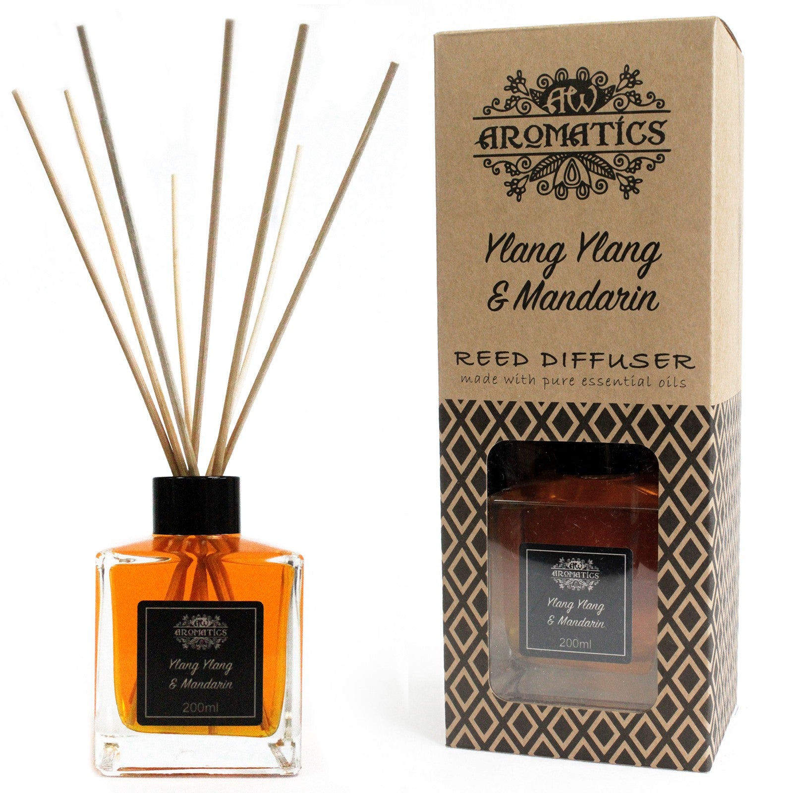 200ml Ylang Ylang & Mandarin Essential Oil Reed Diffuser - Hira Online