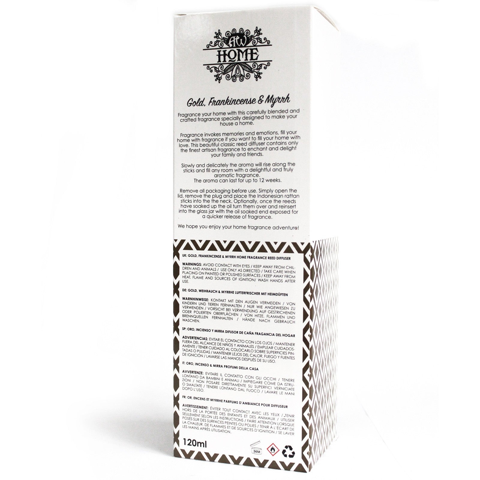 120ml Reed Diffuser - Gold, Frankincense & Myrrh - Hira Online