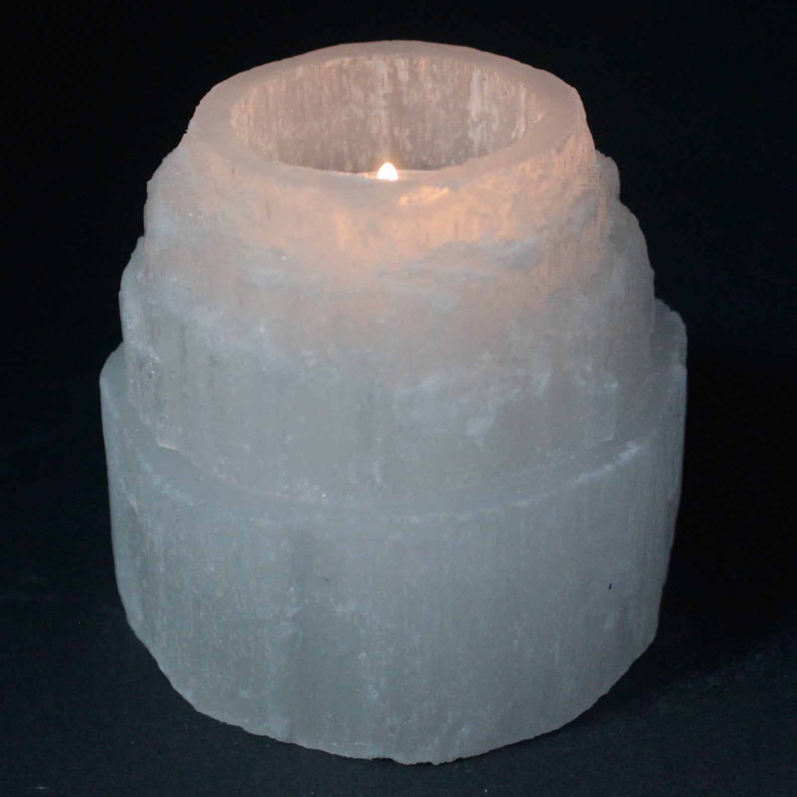 Selenite Candle Holders – Selenite Mountain Top Candle Holder - 8 cm