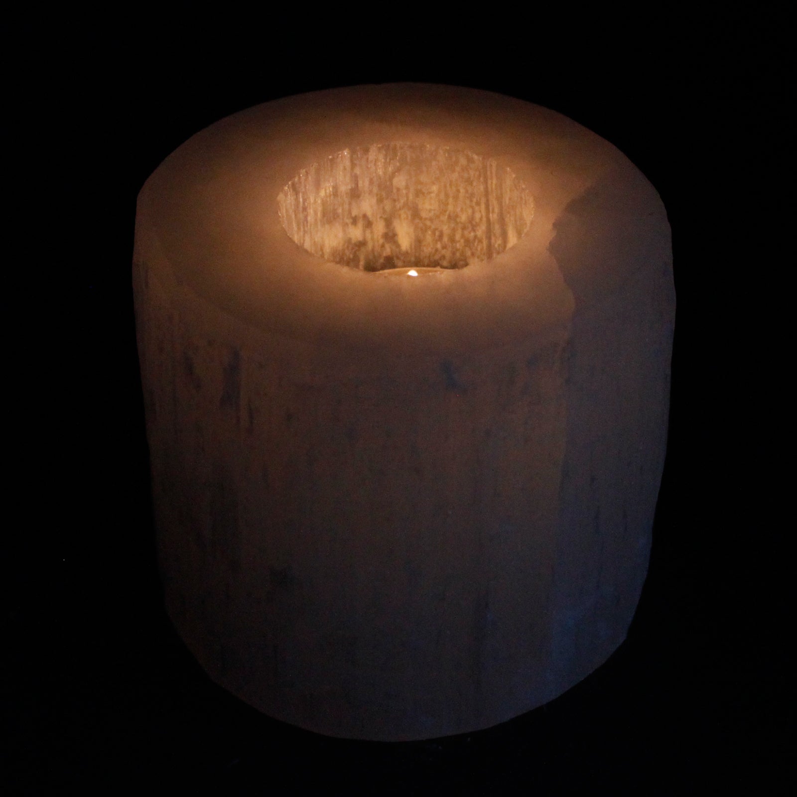 Selenite Candle Holders – Selenite Cylinder Candle Holder - 8 cm
