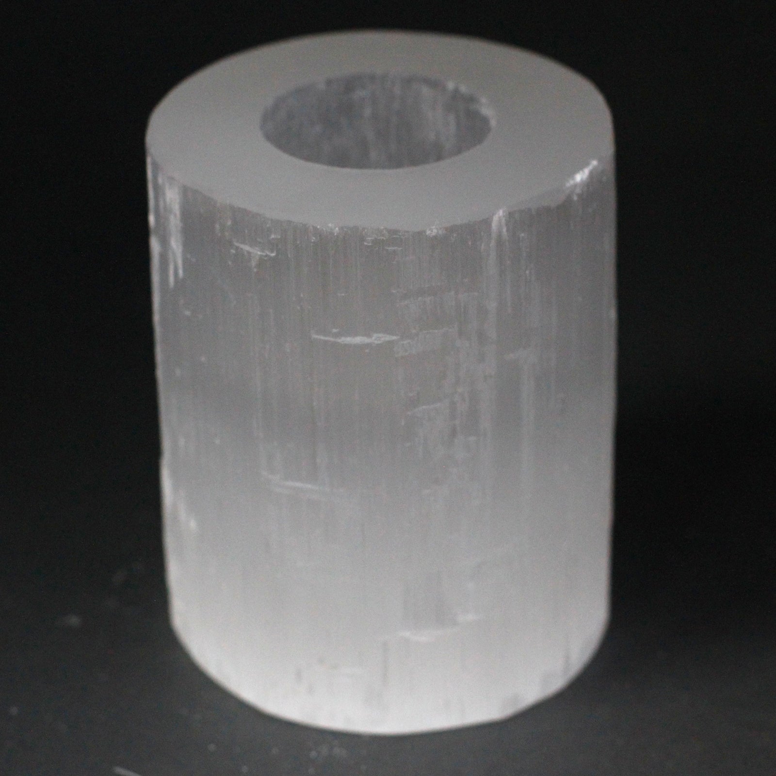 Selenite Candle Holders – Selenite Cylinder Candle Holder - 10 cm