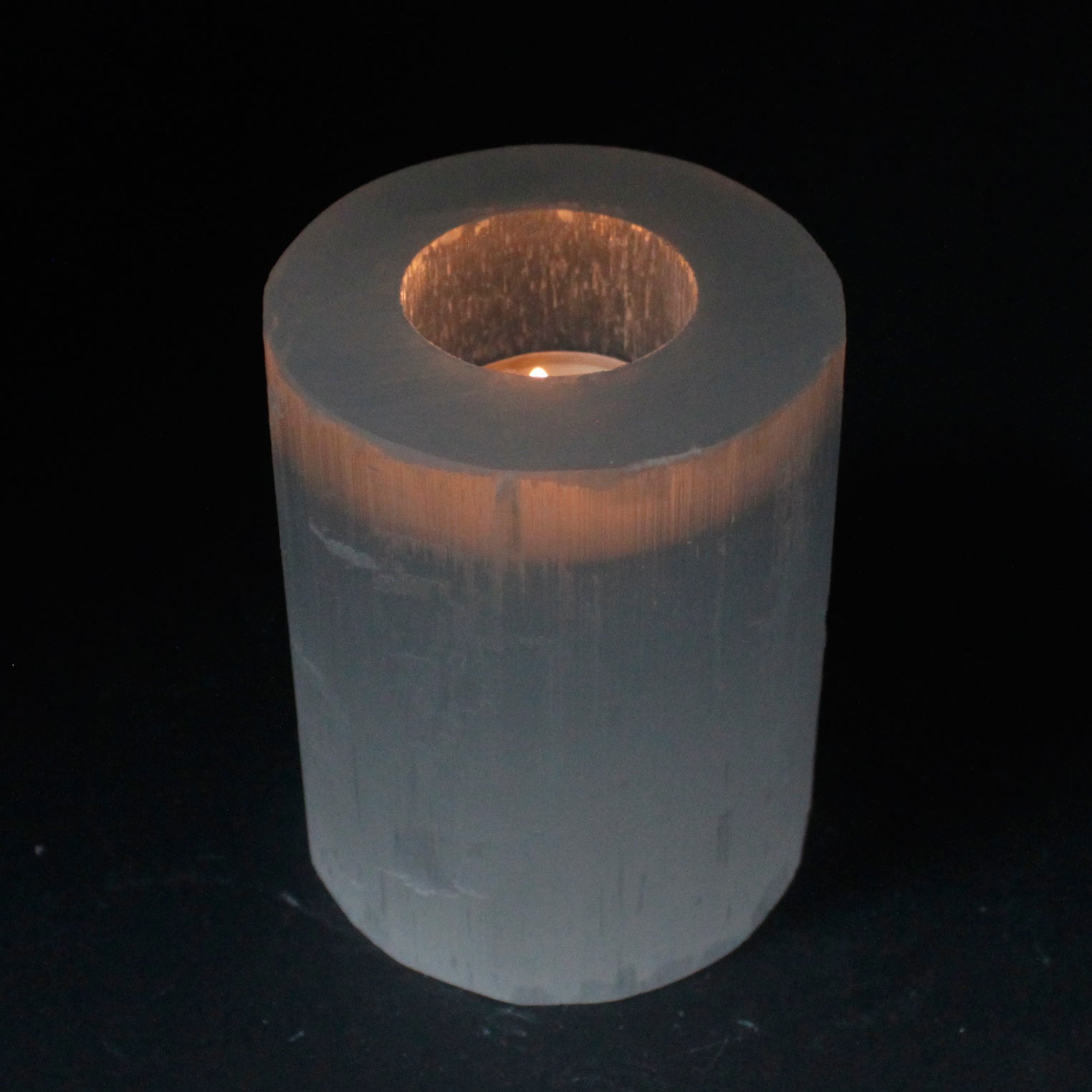 Selenite Candle Holders – Selenite Cylinder Candle Holder - 10 cm