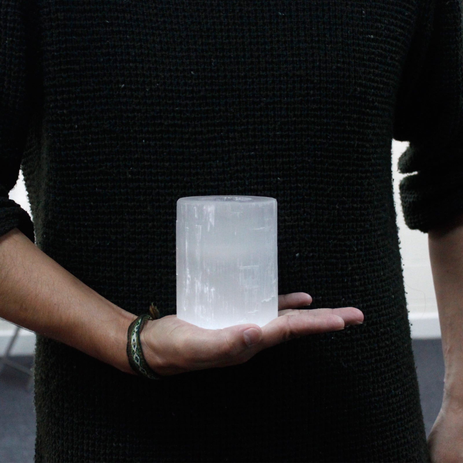 Selenite Candle Holders – Selenite Cylinder Candle Holder - 10 cm