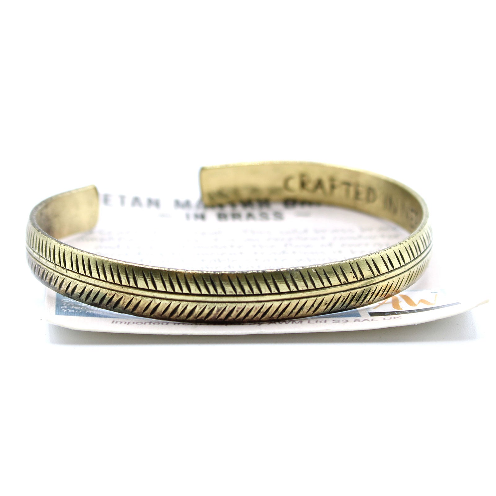 Brass Tibetan Bracelet - Slim Tribal Leaf - Hira Online