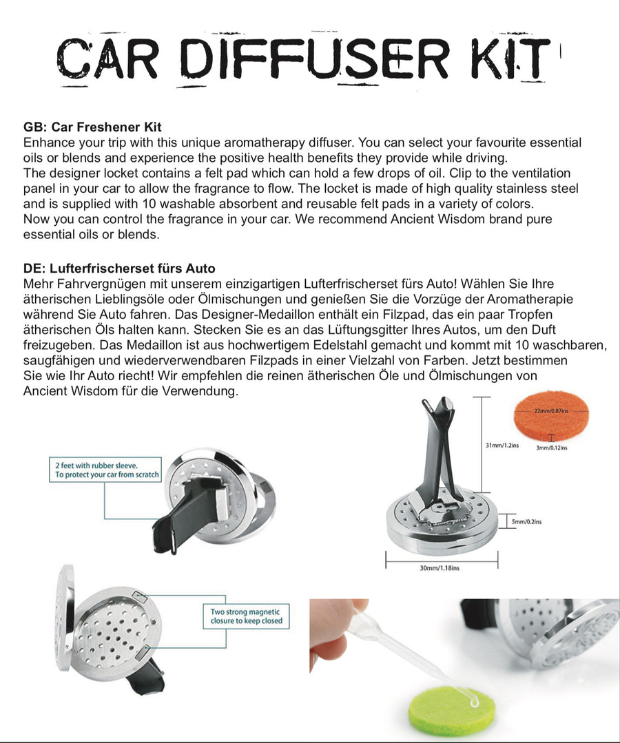 Aromatherapy Car Diffuser Kit - Hamsa - 30mm