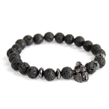 3x Knight's Helmet / Lava Stone - Gemstone Bracelet