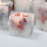 Enchanted Glowing Candle - Small Square Jar - Rose