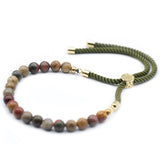 18K Gold Plated Gemstone Moss String Bracelet - Picasso Jasper