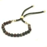 18K Gold Plated Gemstone Moss String Bracelet - Picasso Jasper - Hira Online