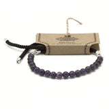 925 Silver Plated Gemstone Black String Bracelet - Amethyst - Hira Online