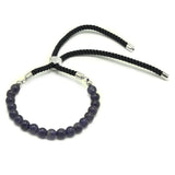 925 Silver Plated Gemstone Black String Bracelet - Amethyst - Hira Online