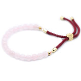 18K Gold Plated Gemstone Bordeaux String Bracelet - Rose Quartz - Hira Online