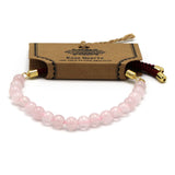 18K Gold Plated Gemstone Bordeaux String Bracelet - Rose Quartz - Hira Online