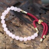 18K Gold Plated Gemstone Bordeaux String Bracelet - Rose Quartz - Hira Online