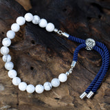 925 Silver Plated Gemstone Navy String Bracelet - White Howlite - Hira Online