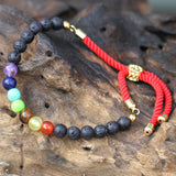 18K Gold Plated Gemstone Royal String Bracelet - Lava Stone Chakra - Hira Online