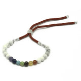 925 Silver Plated Gemstone Royal Red String Bracelet - White Howlite Chakra - Hira Online