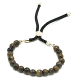 18K Gold Plated Gemstone Black String Bracelet - Tiger Eye - Hira Online