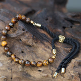 18K Gold Plated Gemstone Black String Bracelet - Tiger Eye - Hira Online