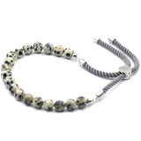 925 Silver Plated Gemstone Charcoal String Bracelet - Dalmation Jasper - Hira Online