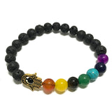 Lava Stone Bracelet - Hamsa Tiger-eye