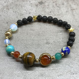 Lava Stone Bracelet - Silver Solar System