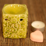 Classic Rustic Small Square Floral Oil Burner (aast) - Hira Online