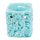 Classic Rustic Small Square Floral Oil Burner (aast) - Hira Online