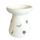 Sm Classic White Oil Burner - Moon & Star
