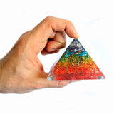 Lrg Orgonite Pyramid 70mm - Chakra Gemchips - Hira Online