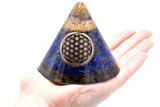 Orgonite Cone - Lapis Flower of Life - Suspended Quartz - 90 mm - Hira Online