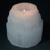 Selenite Candle Holders – Selenite Mountain Top Candle Holder - 8 cm