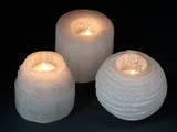 Selenite Candle Holders – Selenite Mountain Top Candle Holder - 8 cm