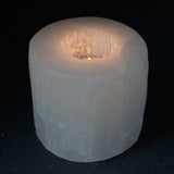 Selenite Candle Holders – Selenite Cylinder Candle Holder - 8 cm