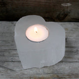 Selenite Candle Holders – Selenite Heart Candle Holder