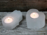 Selenite Candle Holders – Selenite Heart Candle Holder