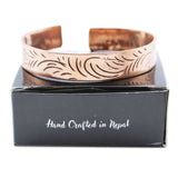 Copper Tibetan Bracelet - Wide Tribal Swirls - Hira Online